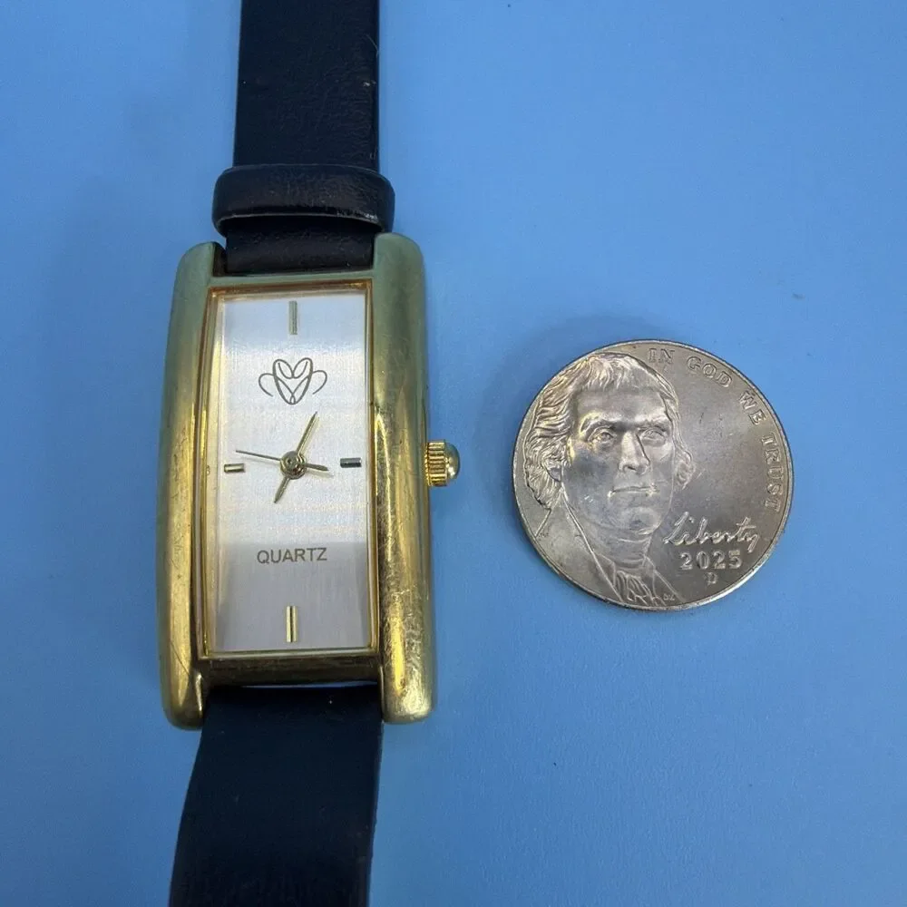 Vintage Pierre Cardin Gold-Tone Tank Watch - White Dial - New Battery Runs Great